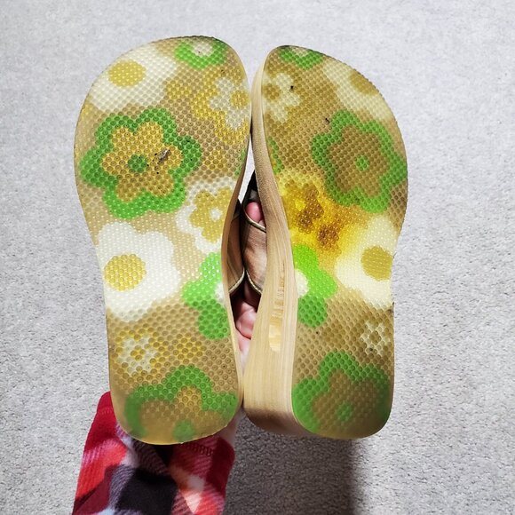 ROBERTO VIANNI Platform Cut-Out Wedge Thong Sandals Flip Flops Leather Women's 8 - Picture 8 of 13